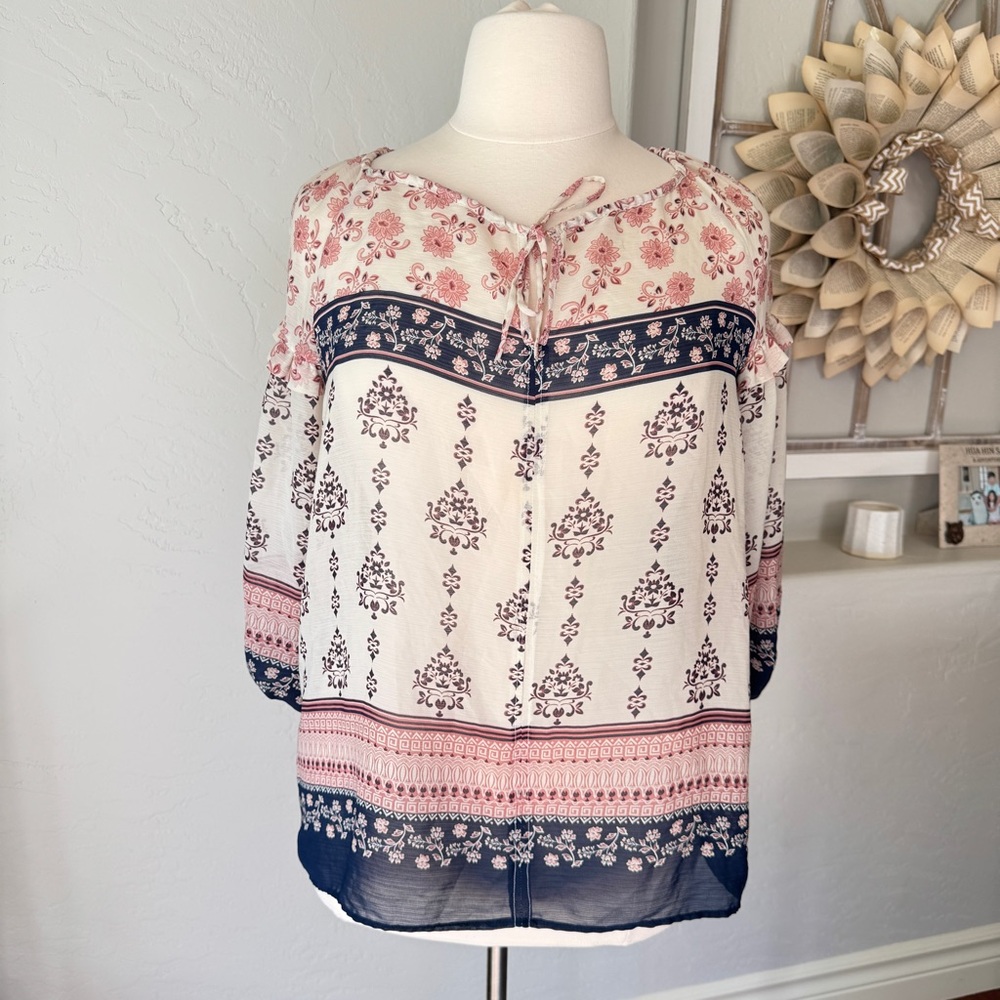 Vince Camuto Top Women's Floral Print Long Sleeve Summer Blouse Size 1X